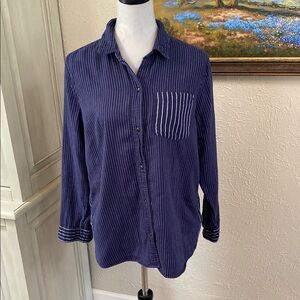 Madewell Navy Striped Casual Shirt